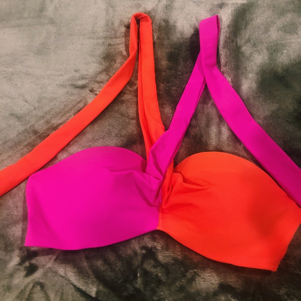 🩷🧡VS pink orange wrap bikini top